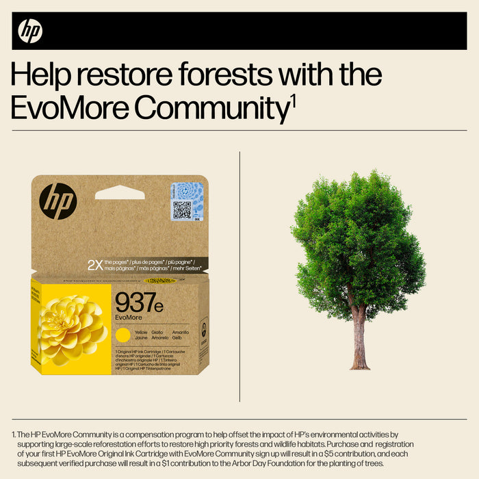 HP 937e EvoMore Yellow Original Ink Cartridge, High (XL) Yield, Yellow, 1 pc(s), 1650 pages, Single pack