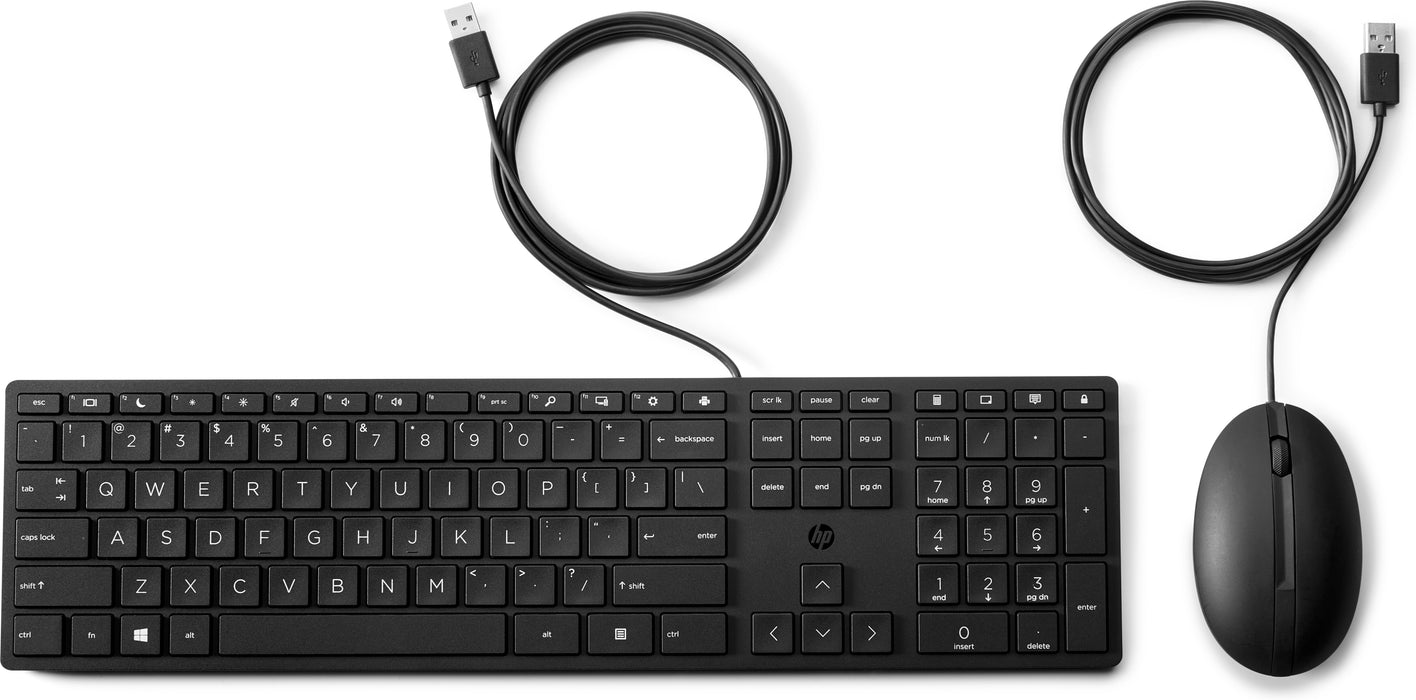 HP Wired Desktop 320MK Mouse and Keyboard, Full-size (100%), Wired, USB, Black, Mouse included