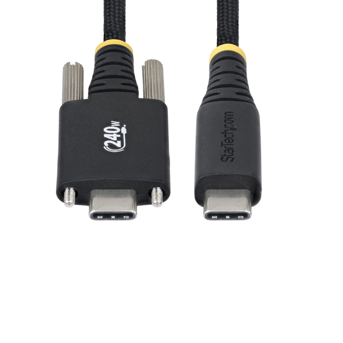 StarTech.com 10ft (3m) USB-C Charging Cable, Durable and Ultra-Flexible, Side Screw Locking, 240W (5A) PD EPR, USB 2.0 Laptop Charger Cable, USB-IF Certified, Rugged USB-C Charging Cord, 3 m, USB C, USB C, USB 2.0, 0.48 Gbit/s, Black