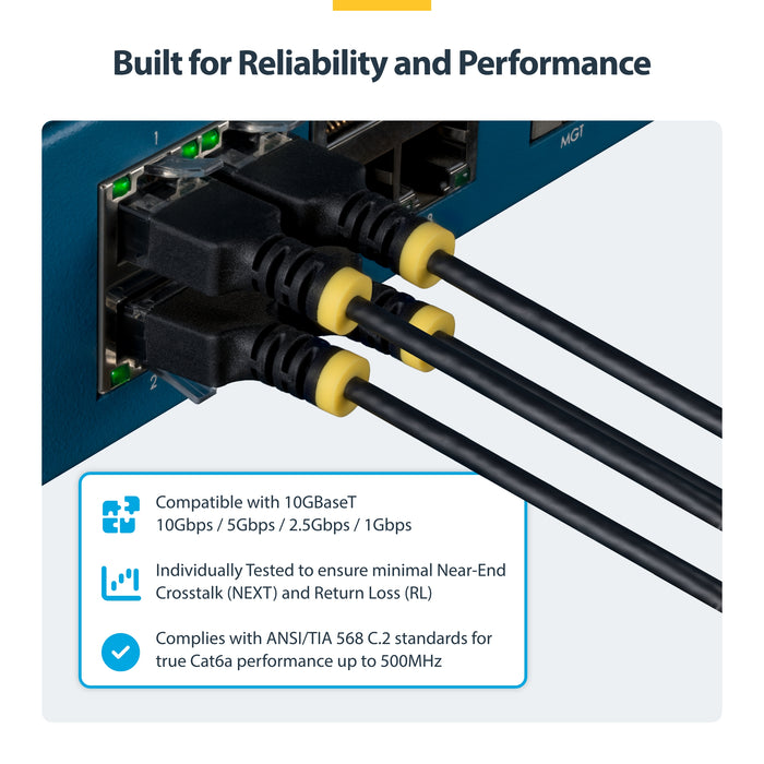 StarTech.com 1m Black Ultra Slim Cat6A Ethernet Cable, UTP, Pure Bare Copper Wire, 34AWG Slim RJ45 Network Patch Cord, Individually Tested, 1 m, Cat6a, U/UTP (UTP), RJ-45, RJ-45, Black