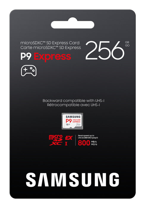 Samsung P9 Express, microSD Express Card, 256 GB, MicroSDXC, UHS-I, 800 MB/s, Class 3 (U3), V30
