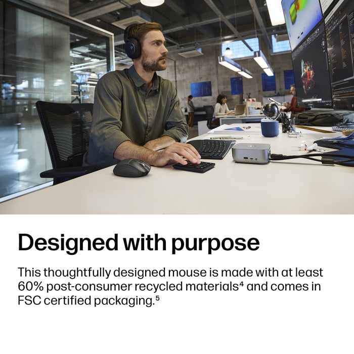 HP Ultra-Fast-Scroll Wireless Mouse 780M, Right-hand, Bluetooth + USB Type-C, 6000 DPI, Black