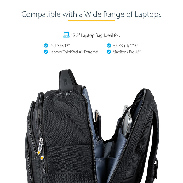 StarTech.com 17.3" Laptop Backpack with Removable Accessory Organizer Case - Professional IT Tech Backpack for Work/Travel/Commute - Ergonomic Computer Bag - Durable Ballistic Nylon - Notebook/Tablet Pockets, Backpack, 43.9 cm (17.3"), 1.5 kg