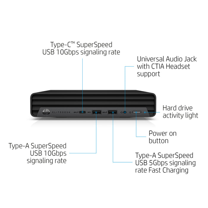 HP EliteDesk 800 G6, 2 GHz, Intel® Core™ i7, i7-10700T, 16 GB, 512 GB, Windows 11 Pro
