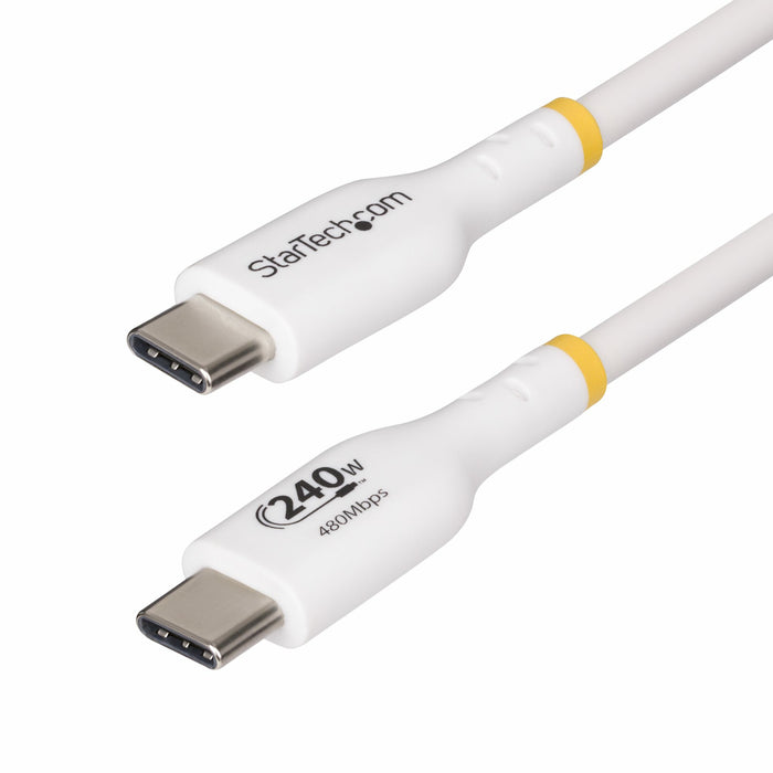 StarTech.com 13ft (4m) USB-C Charging Cable, Charge & Sync, 240W (5A) PD EPR, USB 2.0 Laptop Charger Cable, USB-IF Certified, TPE Jacket - White USB C Charging Cord, 4 m, USB C, USB C, USB 2.0, 0.48 Gbit/s, White