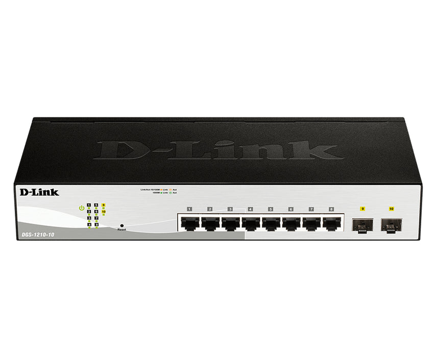 D-Link 10-Port Gigabit Smart Managed Switch with 2 SFP ports, Managed, L2, Gigabit Ethernet (10/100/1000), Full duplex, Rack mounting, 1U