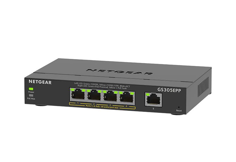NETGEAR GS305EPP, Managed, L3, Gigabit Ethernet (10/100/1000), Power over Ethernet (PoE), Wall mountable