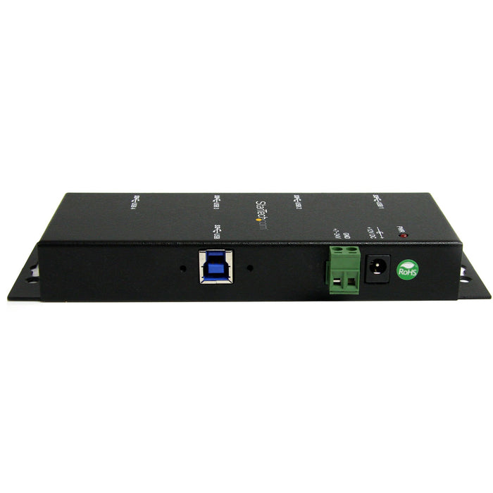 StarTech.com 4-Port USB 3.0 Hub - 5Gbps - Metal Industrial USB-A Hub - Wall or Desk Mountable USB Data Hub - TAA Compliant USB Expander Hub, USB 3.2 Gen 1 (3.1 Gen 1) Type-B, USB 3.2 Gen 1 (3.1 Gen 1) Type-A, 5000 Mbit/s, Black, Steel, Power, USB