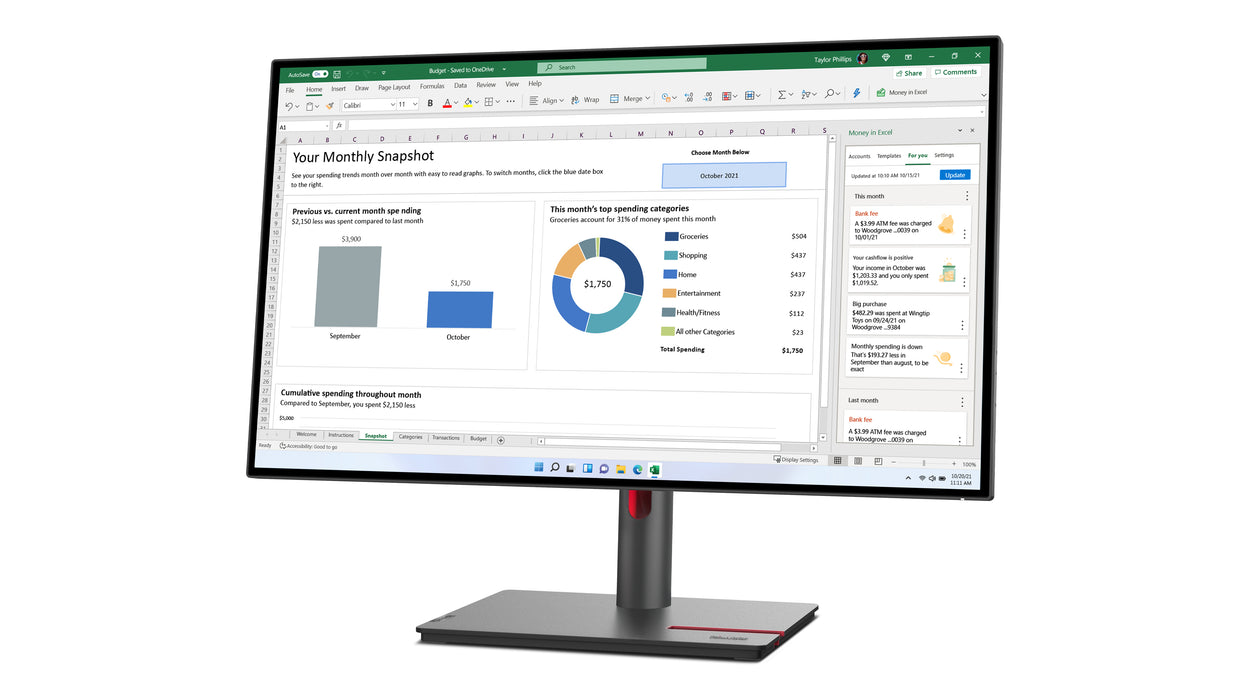 Lenovo ThinkVision P27h-30 68.6 cm (27") 2560 x 1440 pixels Quad HD IPS, 68.6 cm (27"), 2560 x 1440 pixels, Quad HD, LCD, 6 ms, Black