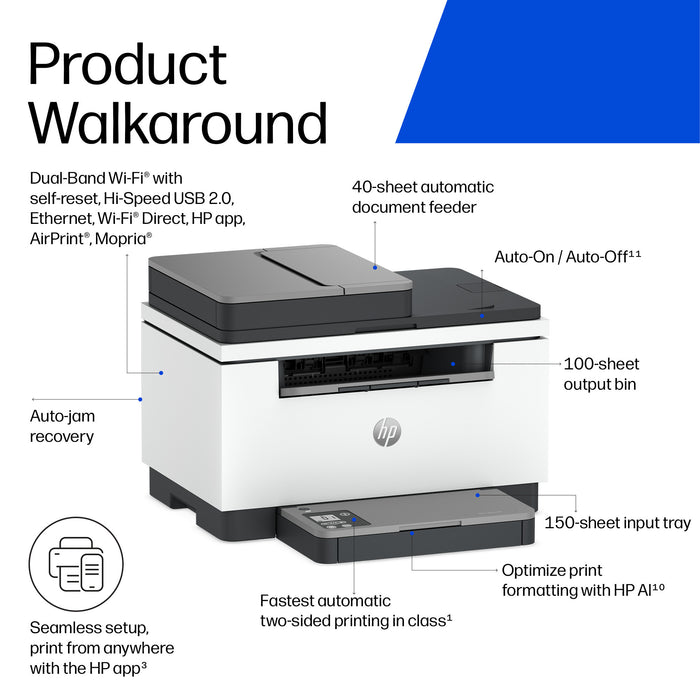 HP LaserJet M248sdn Multifunction Black and white Printer, Laser, Mono printing, 600 x 600 DPI, Mono copying, Colour scanning, A4