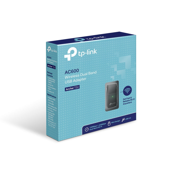 TP-Link Archer T2U, Wireless, USB, WLAN, Wi-Fi 5 (802.11ac), 600 Mbit/s, Black