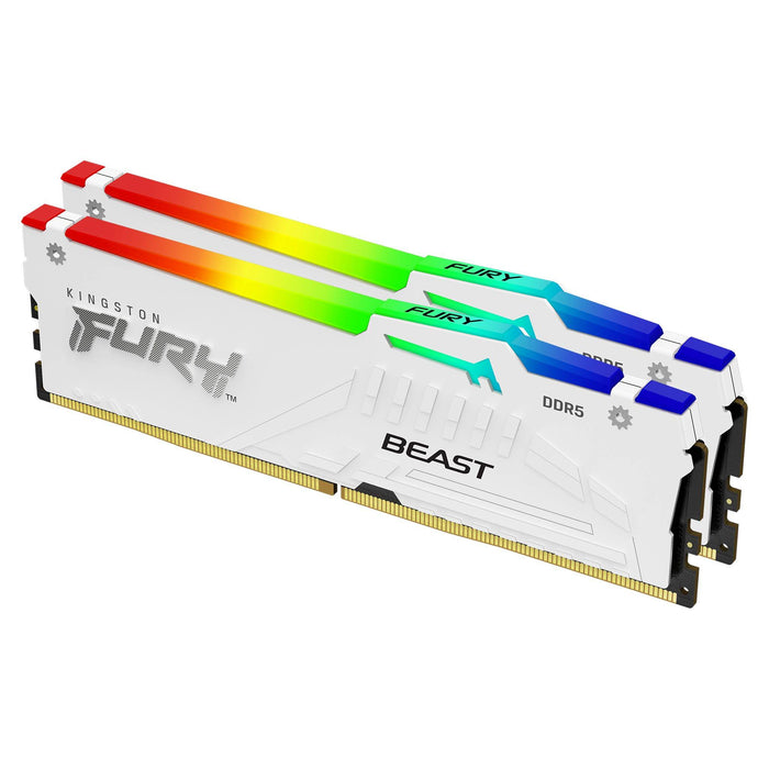 Kingston Technology FURY Beast 64GB 6000MT/s DDR5 CL30 DIMM (Kit of 2) White RGB EXPO, 64 GB, 2 x 32 GB, DDR5, 288-pin DIMM, White