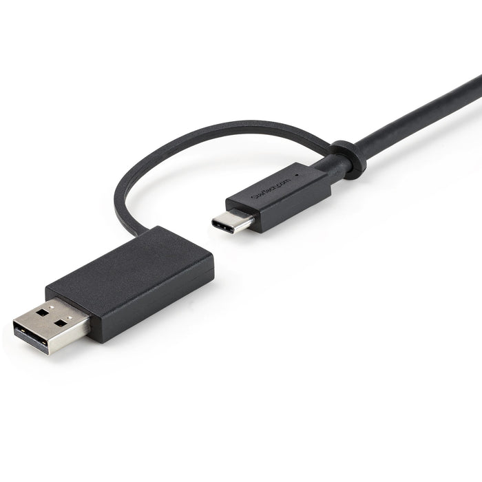 StarTech.com 3.3ft (1m) USB-C Cable with USB-A Adapter Dongle, USB 10Gbps/5Gbps, 100W (5A) PD, 8K 60Hz / 4K 144Hz DP Alt Mode - Thunderbolt Compatible, 1 m, USB C, USB C, USB 3.2 Gen 2 (3.1 Gen 2), 10 Gbit/s, Black