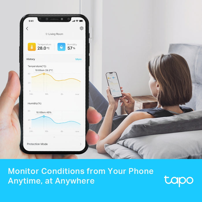 TP-Link Tapo Smart Temperature & Humidity Monitor, Indoor, Temperature & humidity sensor, Freestanding, Wireless, -20 - 60 °C, 0 - 99%