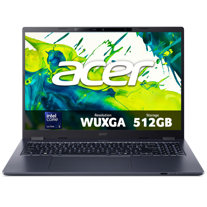 Acer TravelMate P4 16 laptop (TMP416-54) - Intel Core Ultra 5, 16GB RAM, 512GB SSD, 16" WUXGA display, Windows 11, Intel Core Ultra 5, 1.5 GHz, 40.6 cm (16"), 1920 x 1200 pixels, 16 GB, 512 GB