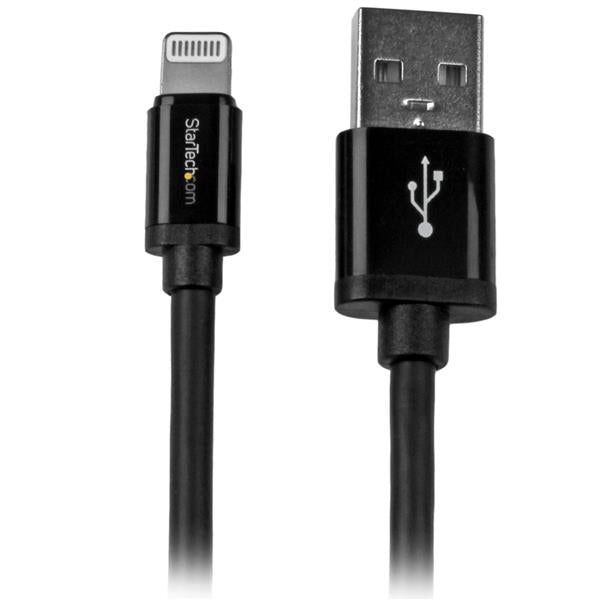 StarTech.com 2 m (6 ft.) USB to Lightning Cable - Long iPhone / iPad / iPod Charger Cable - Lightning to USB Cable - Apple MFi Certified - Black, 2 m, Lightning, USB A, Male, Male, Black