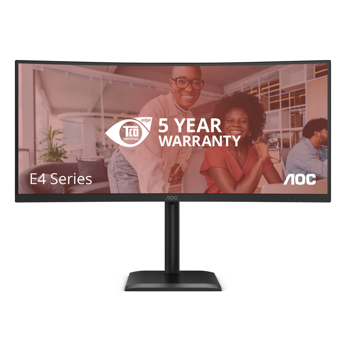 AOC E4 CU34E4CV, 86.4 cm (34"), 3440 x 1440 pixels, UltraWide Quad HD, LCD, 4 ms, Black