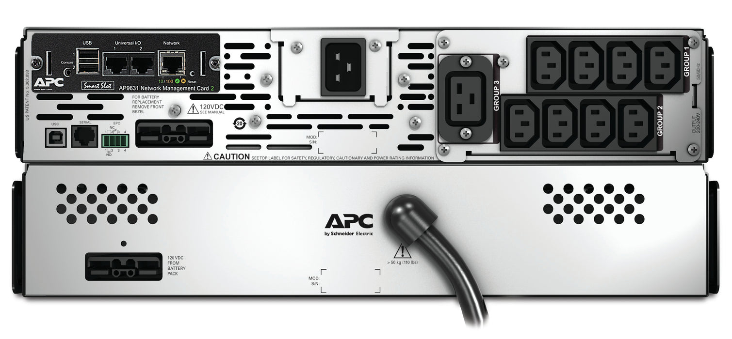 APC Smart-UPS X SMX3000RMHV2UNC - 3000VA, 8x C13, 1x C19 outlet, USB, expandable runtime, NMC, Line-Interactive, 3 kVA, 2700 W, Sine, 50/60 Hz, 208 V