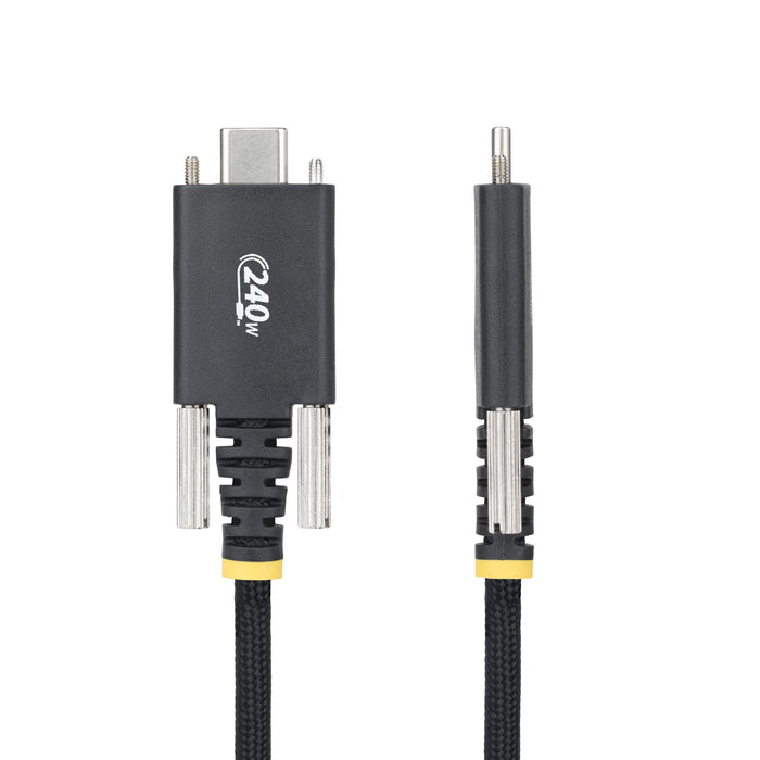 StarTech.com 6ft (2m) USB-C Charging Cable, Durable and Ultra-Flexible, Side Screw Locking, 240W (5A) PD EPR, USB 2.0 Laptop Charger Cable, USB-IF Certified, Rugged USB-C Charging Cord, 2 m, USB C, USB C, USB 2.0, 0.48 Gbit/s, Black