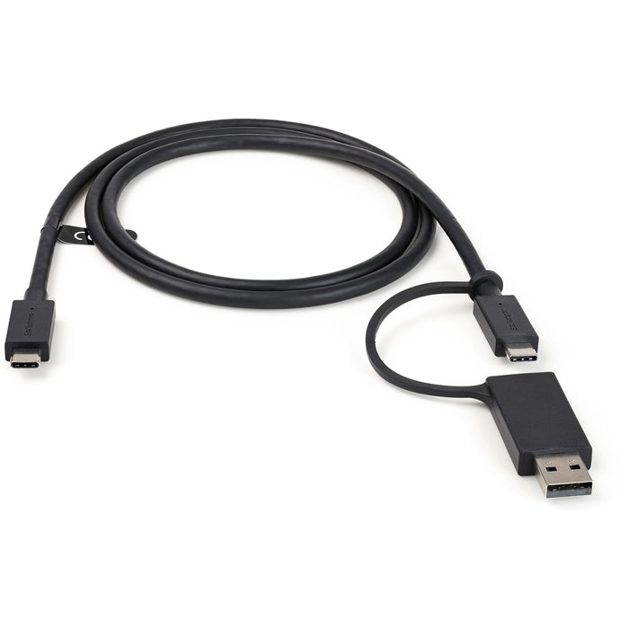 StarTech.com 3.3ft (1m) USB-C Cable with USB-A Adapter Dongle, USB 10Gbps/5Gbps, 100W (5A) PD, 8K 60Hz / 4K 144Hz DP Alt Mode - Thunderbolt Compatible, 1 m, USB C, USB C, USB 3.2 Gen 2 (3.1 Gen 2), 10 Gbit/s, Black