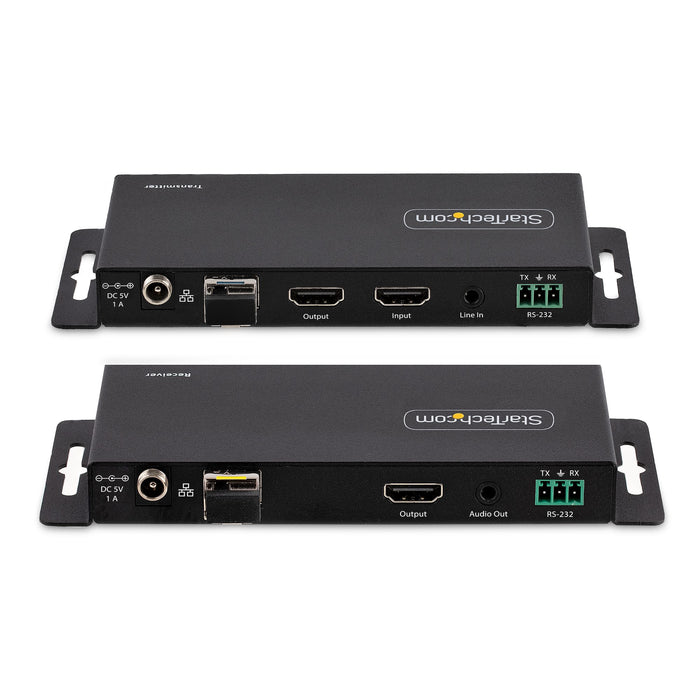 StarTech 4K HDMI over Fiber Extender Kit, 4K 60Hz up to 3300ft (Single Mode) or 1000ft (Multimode) LC Fiber Optic, HDR, HDCP, Audio/RS232/IR Extender, Transmitter and Receiver Kit (ST121HD20FXA2)