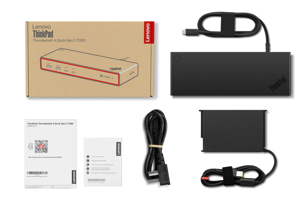 Lenovo 40BG0135UK, Wired, Thunderbolt 4, 100 W, 2500 Mbit/s, Black, Eclipse Black
