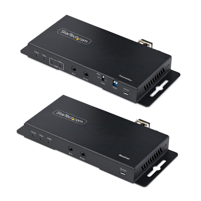 StarTech 4K HDMI over Fiber Extender Kit, 4K 60Hz up to 3300ft (Single Mode) or 1000ft (Multimode) LC Fiber Optic, HDR, HDCP, Audio/RS232/IR Extender, Transmitter and Receiver Kit (ST121HD20FXA2)