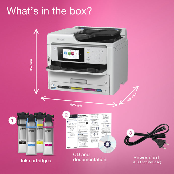 Epson WorkForce Pro WF-C5890DWF Printer, Inkjet, Colour printing, 4800 x 1200 DPI, A4, Direct printing, Black, Grey