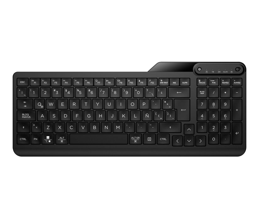 HP 475 Dual-Mode Wireless Keyboard, Full-size (100%), Wireless, RF Wireless + Bluetooth, Membrane, Black
