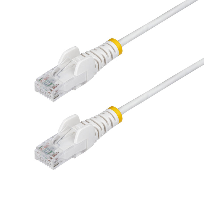 StarTech.com 15m White Slim CAT6 Ethernet Cable, Snagless, 100W PoE, UTP, LSZH, 28AWG Pure Bare Copper Wire, Slim RJ45 Network Patch Cord w/Strain Reliefs, Individually Tested, 15 m, Cat6, U/UTP (UTP), RJ-45, RJ-45, White