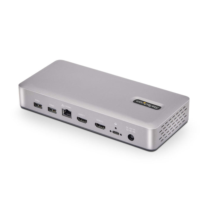 StarTech.com Dual-Monitor USB4 Docking Station, Dual 4K 120Hz or Single 8K 60Hz HDMI, 100W Laptop Charging, 2.5GbE, USB-C Multi-Monitor Dock, Driverless, Wired, USB4, 100 W, 10,100,1000,2500 Mbit/s, Silver, 40 Gbit/s