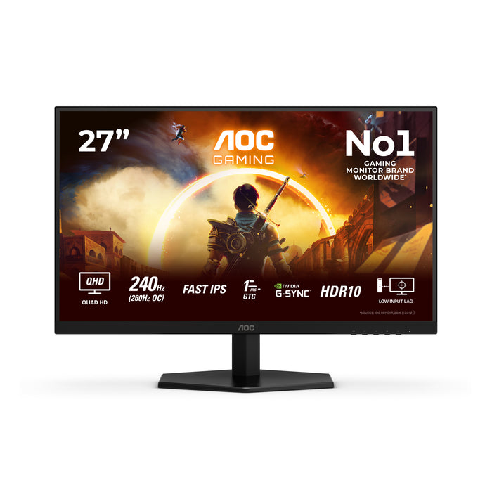 AOC G4 Q27G42ZE, 68.6 cm (27"), 2560 x 1440 pixels, Quad HD, LCD, 1 ms, Black, Red
