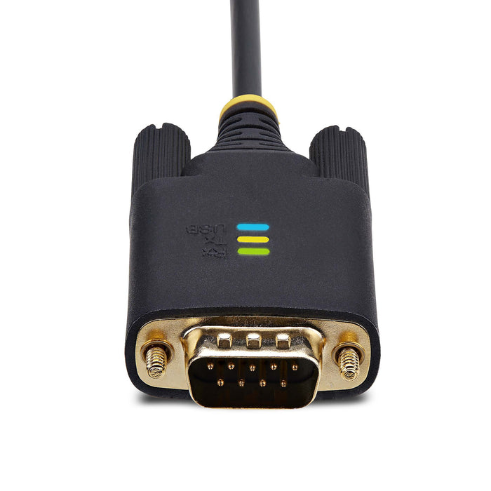 StarTech.com 6.6ft (2m) USB to Serial Adapter Cable, COM Retention, Interchangeable Screws/Nuts, USB-A to DB9 RS232, FTDI IC, ESD Protection, Windows/macOS/Linux, Black, 2 m, USB Type-A, DB-9, Male, Male