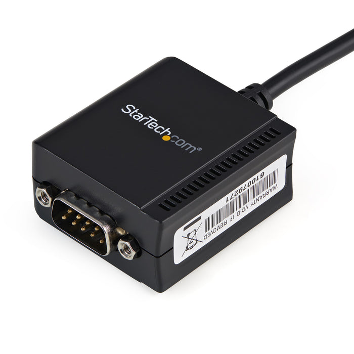 StarTech.com 6ft (1.8m) 1-Port FTDI USB to Serial RS232 Adapter Cable with COM Retention, USB to RS232 Adapter - TAA, DB-9, USB 2.0 A, 0.2 m, Black