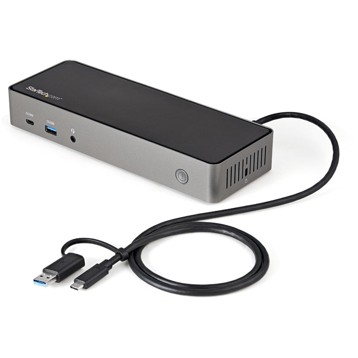 StarTech.com USB-C & USB-A Dock - Hybrid Universal Triple Monitor Laptop Docking Station DisplayPort & HDMI 4K 60Hz - 85W Power Delivery, 6x USB Hub, GbE, Audio - USB 3.1 Gen 2 10Gbps , TAA (DK31C3HDPDUE)