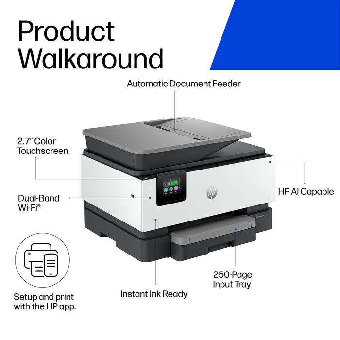 HP OfficeJet Pro 9125 Wireless Color Printer, Thermal inkjet, Colour printing, 4800 x 1200 DPI, Colour copying, A4, Direct printing