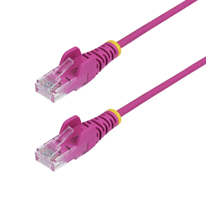 StarTech.com 3m Pink Slim CAT6 Ethernet Cable, Snagless, 100W PoE, UTP, LSZH, 28AWG Pure Bare Copper Wire, Slim RJ45 Network Patch Cord w/Strain Reliefs, Individually Tested, 3 m, Cat6, U/UTP (UTP), RJ-45, RJ-45, Pink