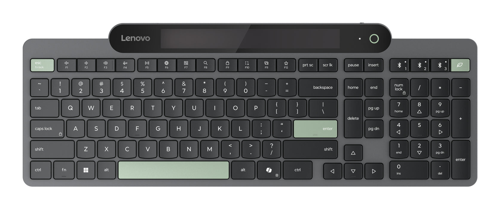 Lenovo 4Y41R69491, Full-size (100%), Wireless, Bluetooth, Plunger key switch, Black, Green