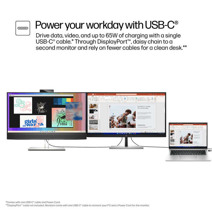 HP E-Series E27m G4 QHD USB-C Conferencing Monitor, 68.6 cm (27"), 2560 x 1440 pixels, Quad HD, LCD, 5 ms, Black