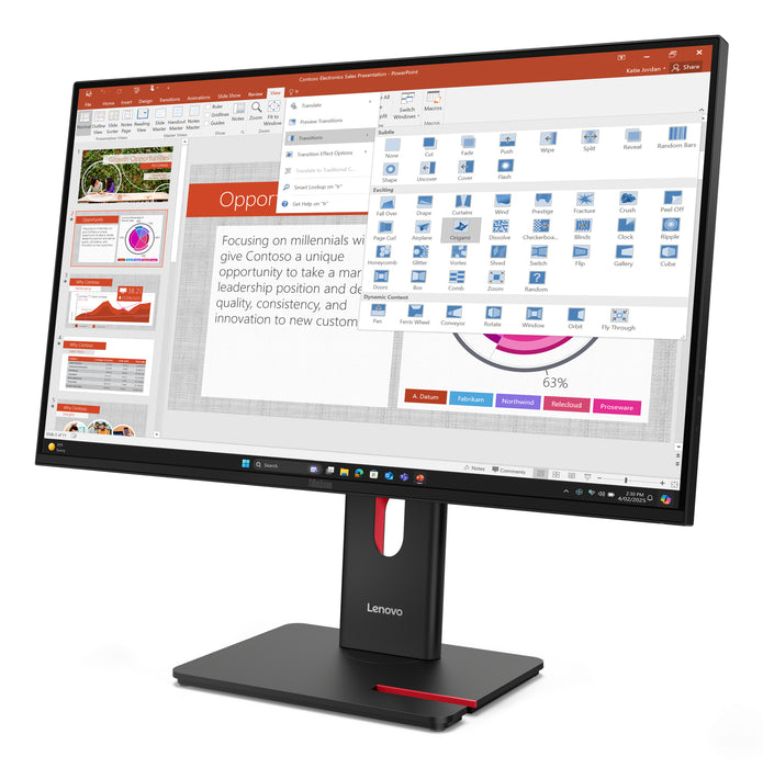 Lenovo ThinkVision T27-40, 68.6 cm (27"), 1920 x 1080 pixels, Full HD, LED, 6 ms, Black