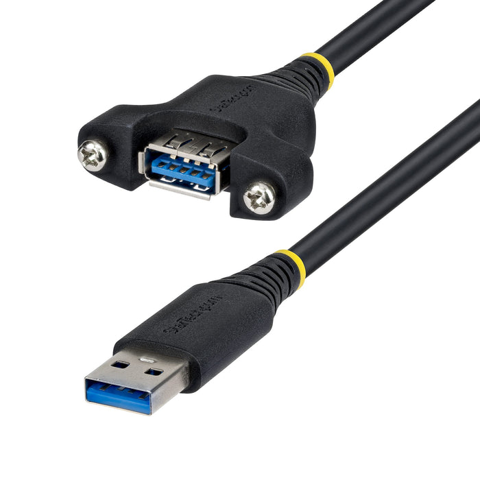 StarTech.com 2m Panel Mount USB Cable A to A, M/F, USB-A Male to Female Extension Cable, USB 5Gbps Panel Mount Adapter Cable, 2 m, USB A, USB A, USB 3.2 Gen 1 (3.1 Gen 1), 5 Gbit/s, Black