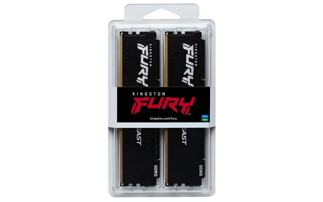 Kingston Technology FURY Beast 16GB 6000MT/s DDR5 CL30 DIMM (Kit of 2) Black EXPO, 16 GB, 2 x 8 GB, DDR5, 288-pin DIMM, Black