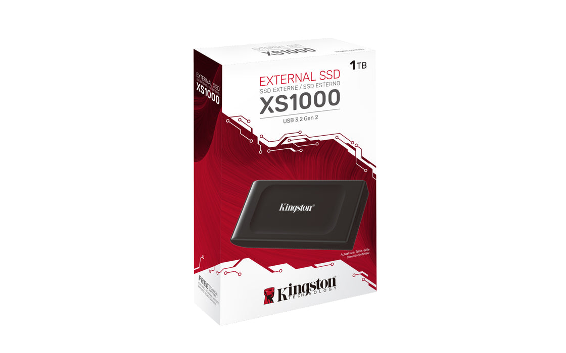 Kingston Technology 1TB XS1000 External USB 3.2 Gen 2 Portable Solid State Drive, 1 TB, USB Type-C, 3.2 Gen 2 (3.1 Gen 2), 1050 MB/s, Black