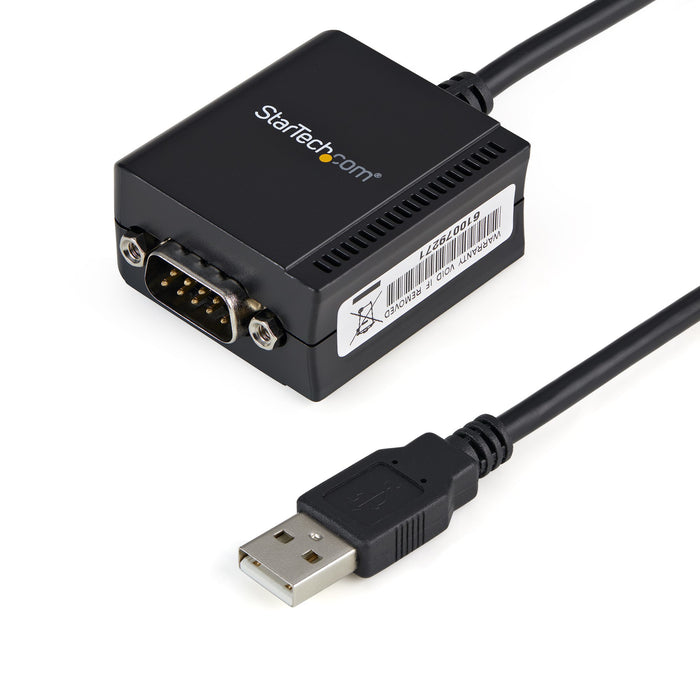StarTech.com 6ft (1.8m) 1-Port FTDI USB to Serial RS232 Adapter Cable with COM Retention, USB to RS232 Adapter - TAA, DB-9, USB 2.0 A, 0.2 m, Black