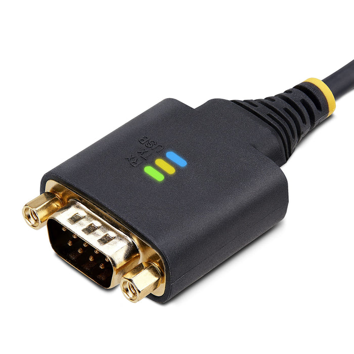 StarTech.com 3.3ft (1m) USB to Serial Adapter Cable, COM Retention, Interchangeable Screws/Nuts, USB-A to DB9 RS232, FTDI IC, ESD Protection, Windows/macOS/Linux, Black, 1 m, USB Type-A, RS-232, Male, Male