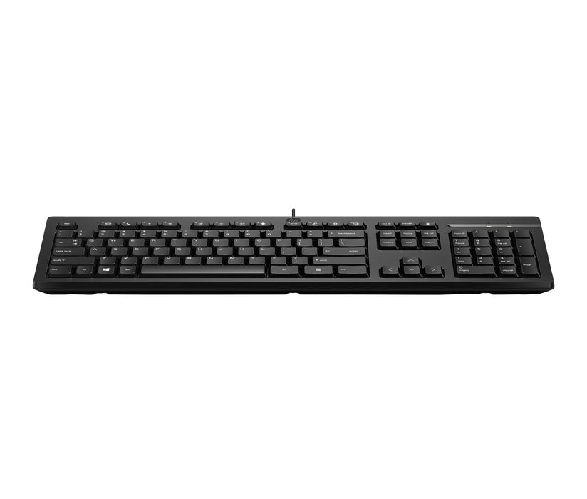 HP 125 Wired Keyboard, Full-size (100%), Wired, USB, Black