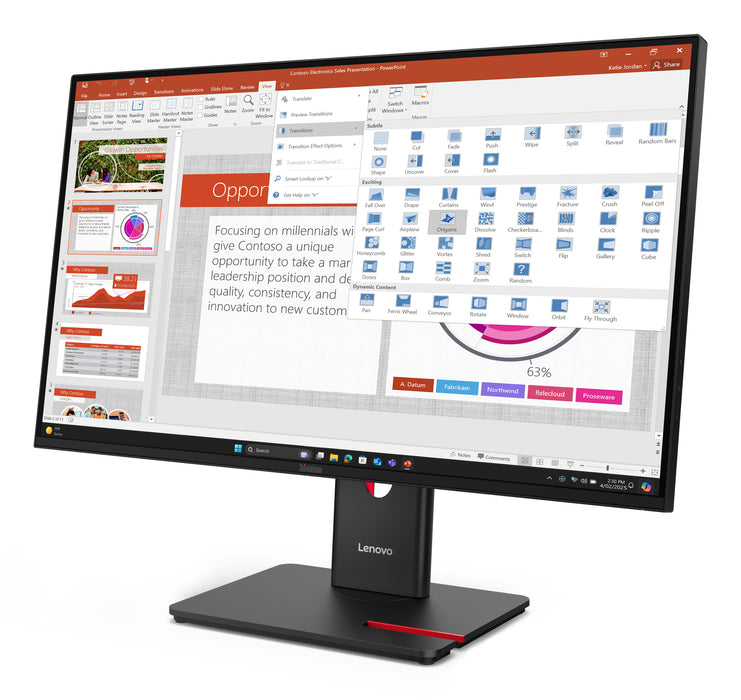 Lenovo ThinkVision T27-40 Monitor, 68.6 cm (27"), 1920 x 1080 pixels, Full HD, LED, 6 ms, Black