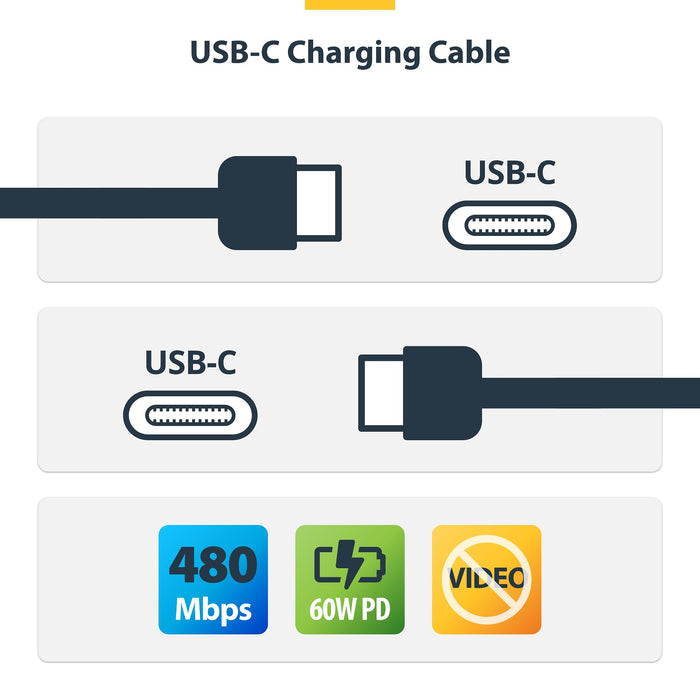 StarTech.com 3m (10ft) USB-C Charging Cable, 60W (3A) PD, Dual-Layer Braided Nylon/TPE Jacket, Rugged USB C Charging Cord, USB 2.0 Laptop Charger Cable, 3 m, USB C, USB C, USB 2.0, 0.48 Gbit/s, Black