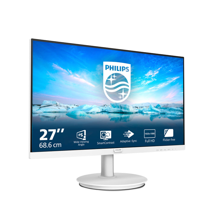 Philips V Line 271V8AW/00, 68.6 cm (27"), 1920 x 1080 pixels, Full HD, LCD, 4 ms, White