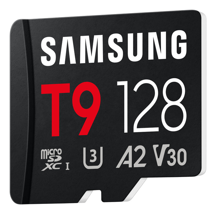 Samsung T9 microSD card, 128 GB, MicroSDXC, UHS-I, 200 MB/s, 130 MB/s, Class 3 (U3)